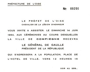Invitation Prefecture Oise Discours du Général de Gaulle