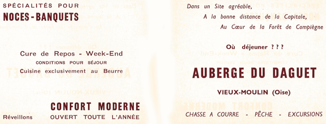 Auberge du Daguet Vieux-Moulin 1960