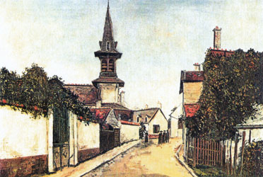 La rue de l'église Vieux-Moulinr Maurice Utrillo
